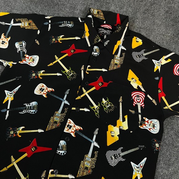 Dragonfly Other - Mens VTG Dragonfly Clothing Co. Hard Rock St Thomas AOP Guitar Camp Shirt Size M